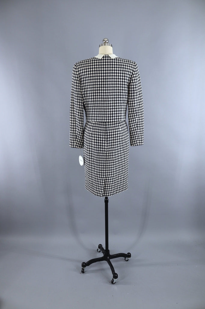 Vintage Valentino Miss V Suit / Gingham Wool with Silk Blouse &amp; Scarf - ThisBlueBird