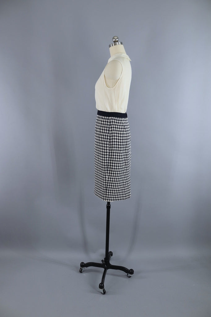 Vintage Valentino Miss V Suit / Gingham Wool with Silk Blouse &amp; Scarf - ThisBlueBird