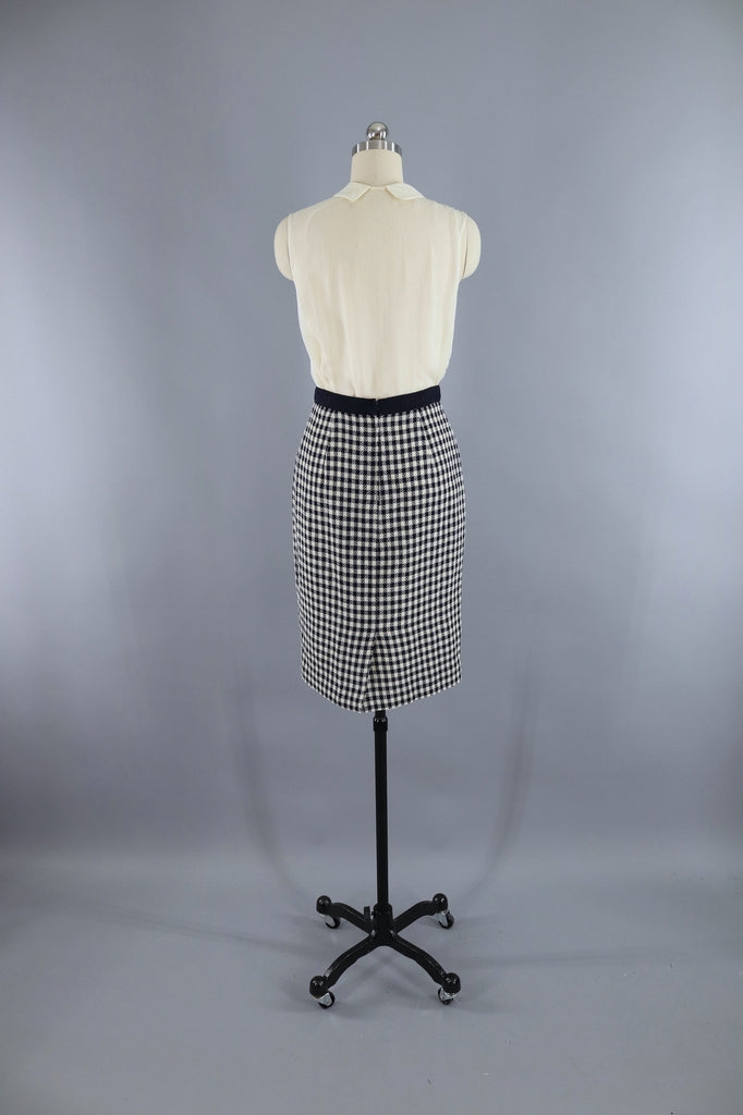 Vintage Valentino Miss V Suit / Gingham Wool with Silk Blouse &amp; Scarf - ThisBlueBird
