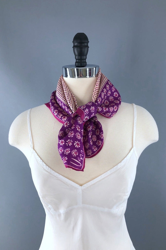 Vintage Vera Neumann Purple Pinwheels Silk Scarf-ThisBlueBird - Modern Vintage