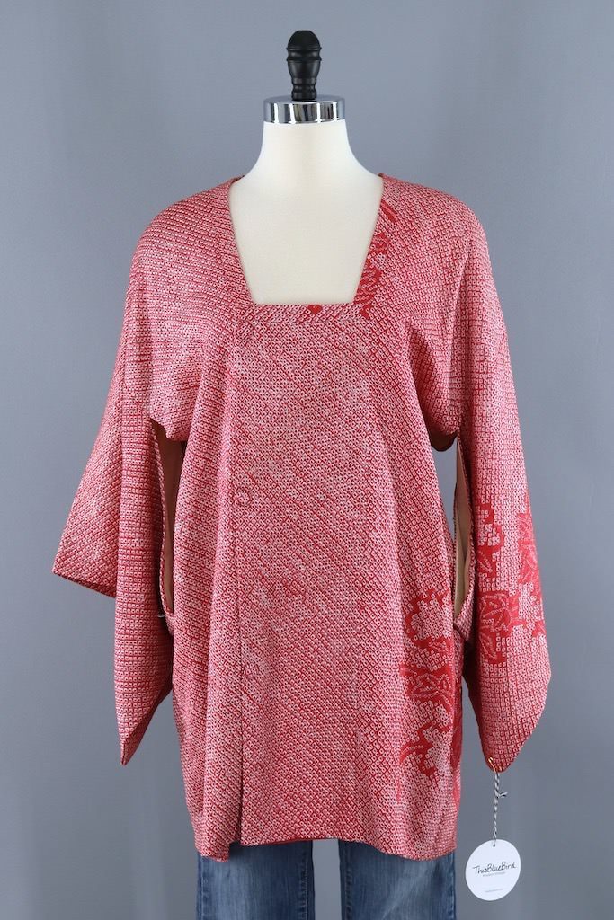 Vintage Watermelon Silk Kimono Jacket-ThisBlueBird - Modern Vintage