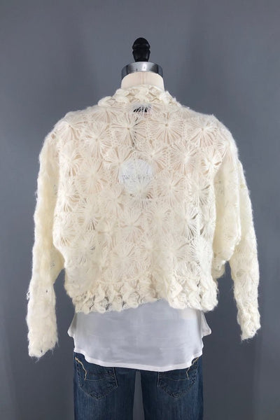 Vintage White Crocheted Cardigan-ThisBlueBird - Modern Vintage