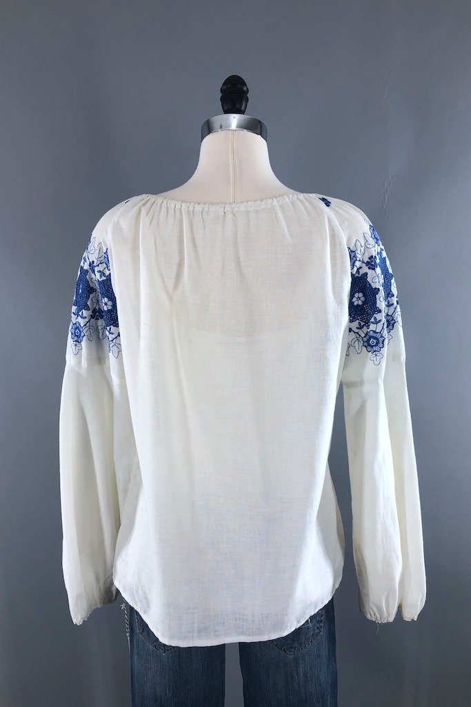 Vintage White Embroidered Tunic Top-ThisBlueBird - Modern Vintage
