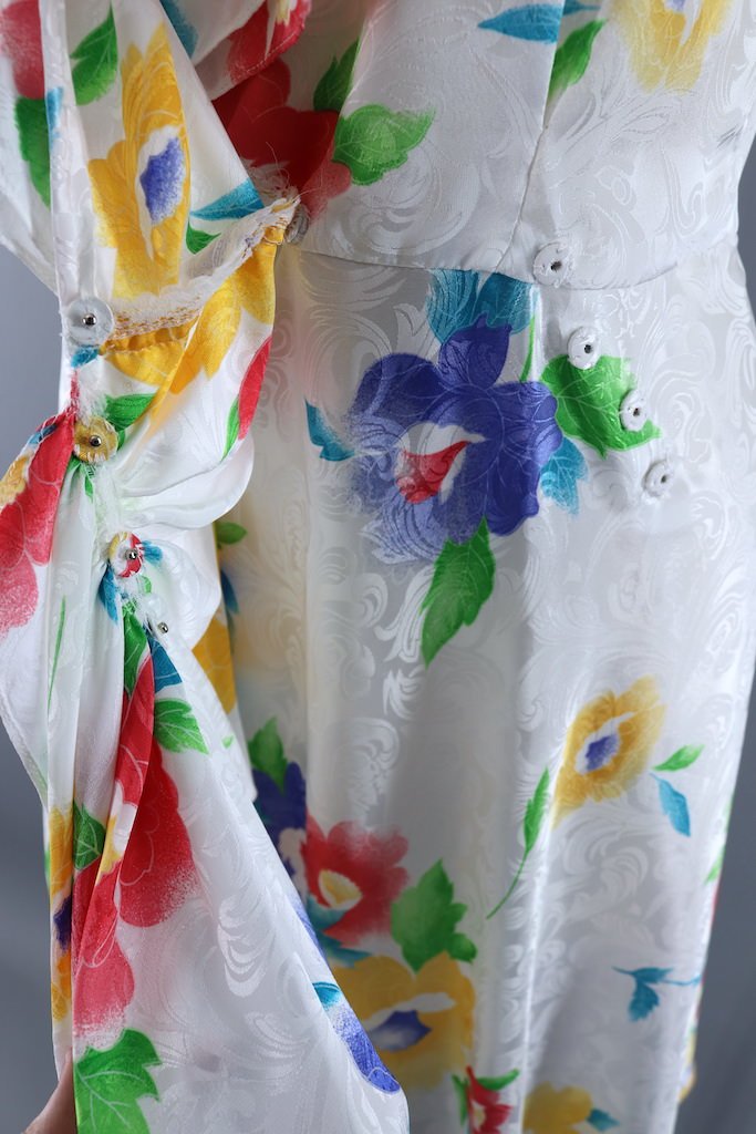 Vintage White Floral Wrap Dress-ThisBlueBird - Modern Vintage