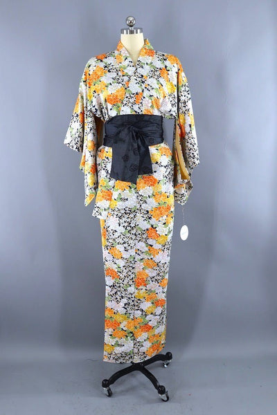 Vintage White Peony Floral Kimono ThisBlueBird