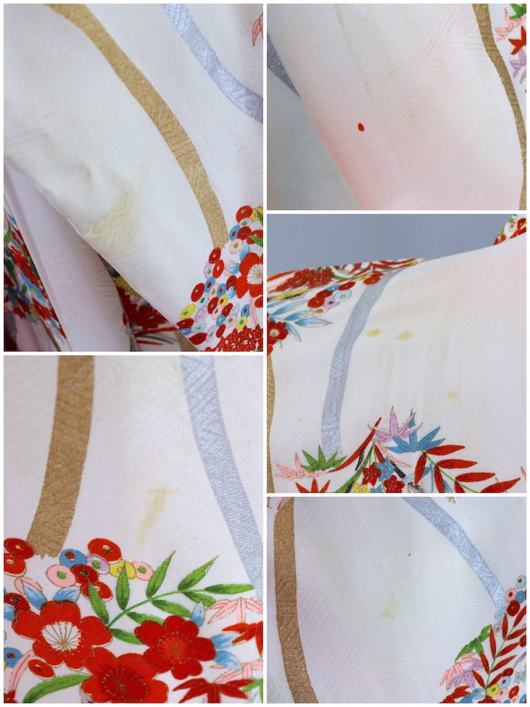 Vintage White &amp; Red Floral Silk Kimono Robe-ThisBlueBird - Modern Vintage