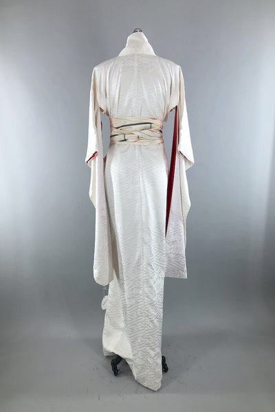 Vintage White Silk Kimono Robe-ThisBlueBird - Modern Vintage