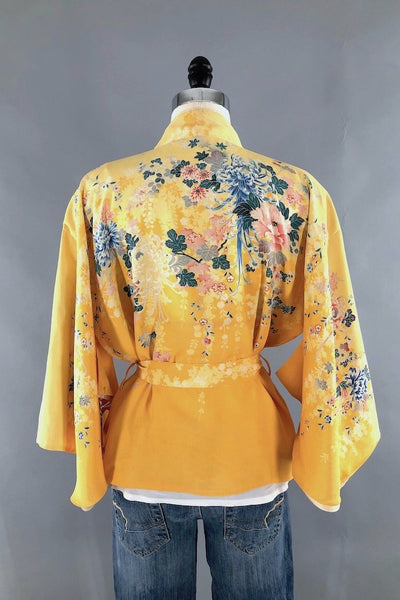 Vintage Yellow Floral Kimono Cardigan-ThisBlueBird - Modern Vintage