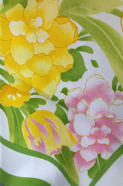 Vintage Yellow Floral Print Preppy Scarf-ThisBlueBird - Modern Vintage