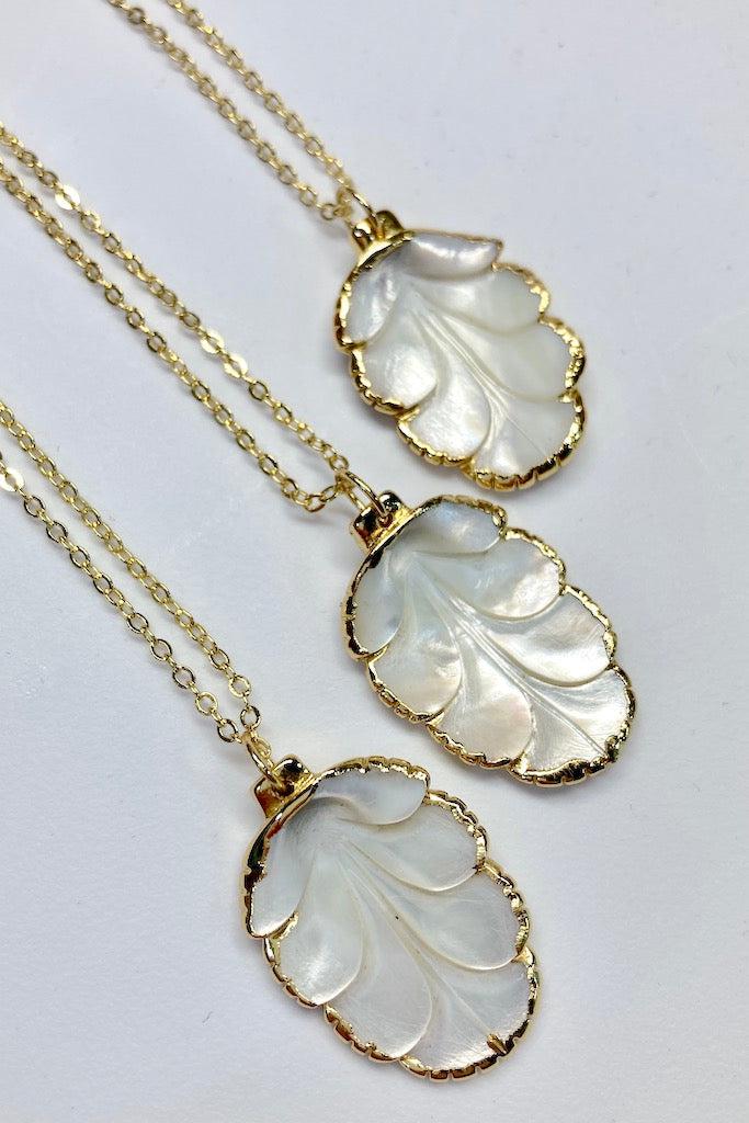 White Scalloped Shell Necklace-ThisBlueBird
